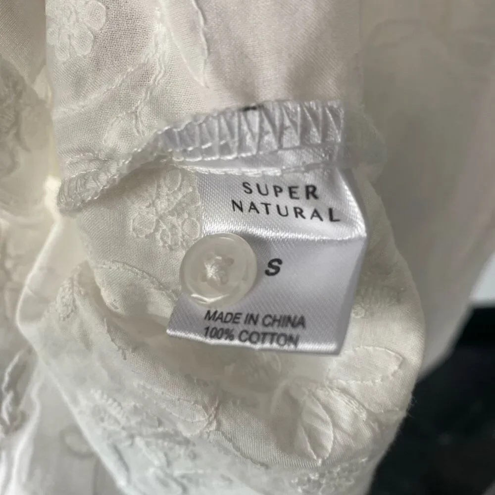 SUPER NATURAL BY SECRET MISSION SKIPE SHIRT EMBROIDERED WHITE DRESS SIZE S $425 - Picture 11 of 12